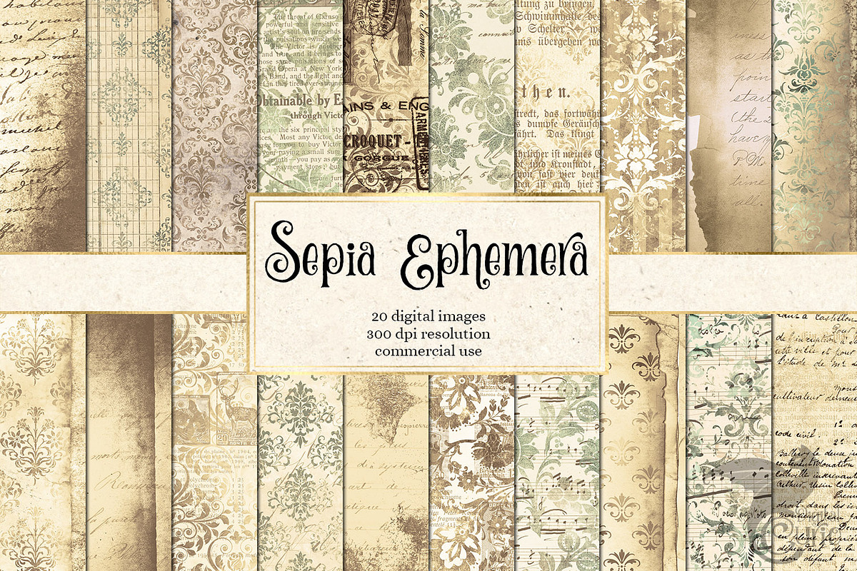 Sepia Ephemera Textures in Textures - product preview 8