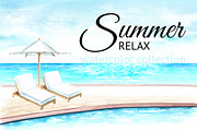 Summer relax. Watercolor collection