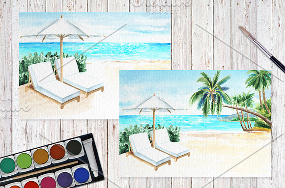 Summer relax. Watercolor collection in Illustrations - product preview 2