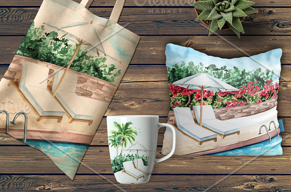 Summer relax. Watercolor collection in Illustrations - product preview 5