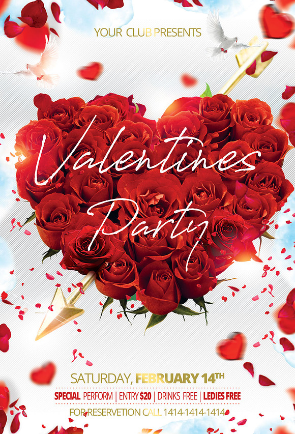 Valentine Day Party Flyer in Invitation Templates - product preview 2
