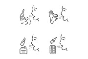Allergies linear icons set