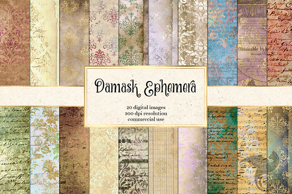 Damask Ephemera Digital Paper