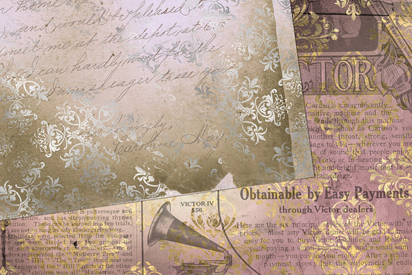 Damask Ephemera Digital Paper in Textures - product preview 1