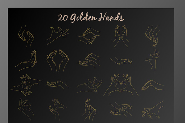 20 Golden Hands & 15 Logo Templates