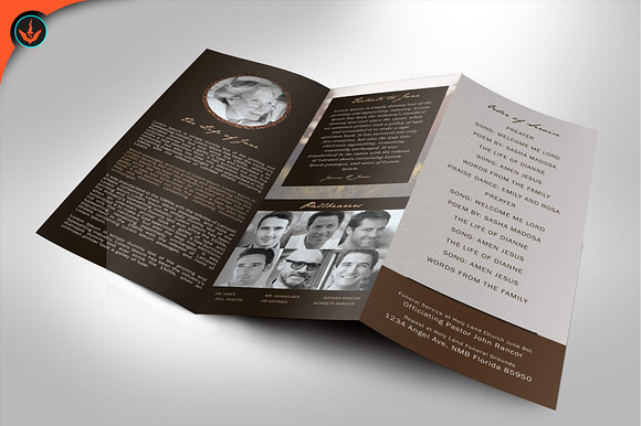 Leather Funeral Program 2 Tri-Fold in Brochure Templates - product preview 2