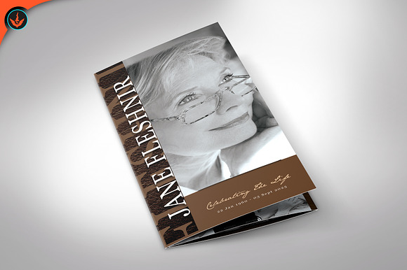 Leather Funeral Program 2 Tri-Fold in Brochure Templates - product preview 3