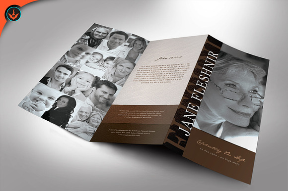 Leather Funeral Program 2 Tri-Fold in Brochure Templates - product preview 4