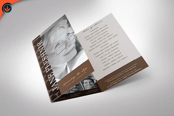 Leather Funeral Program 2 Tri-Fold in Brochure Templates - product preview 6