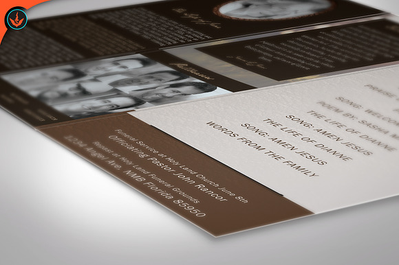 Leather Funeral Program 2 Tri-Fold in Brochure Templates - product preview 7