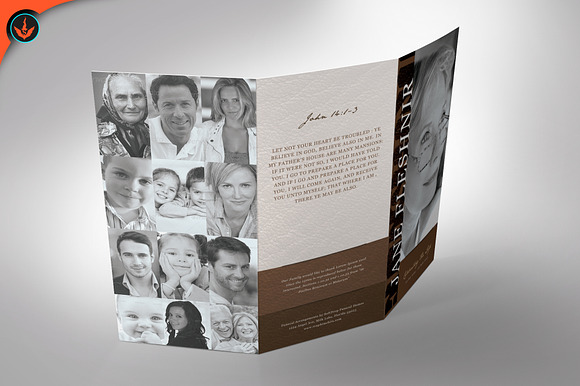 Leather Funeral Program 2 Tri-Fold in Brochure Templates - product preview 9