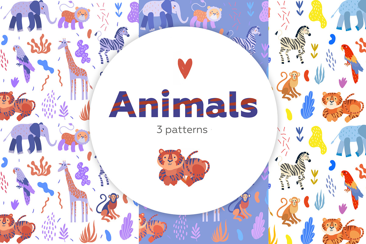 Animals vector pattern illustration in Patterns - product preview 8