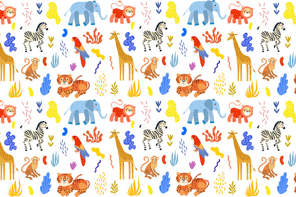 Animals vector pattern illustration in Patterns - product preview 1