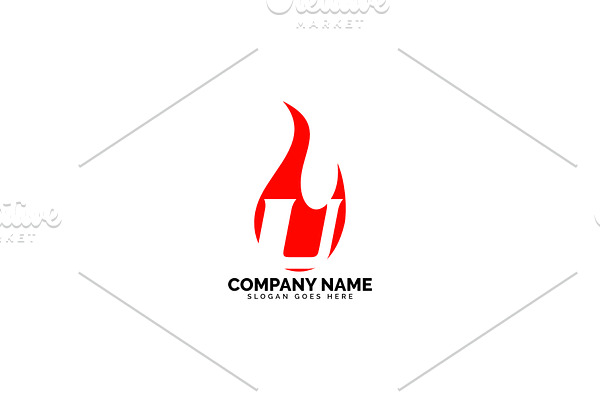 u letter flame logo