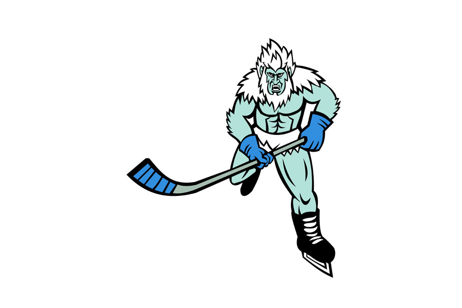 Abominable Snowman Ice Hockey Player