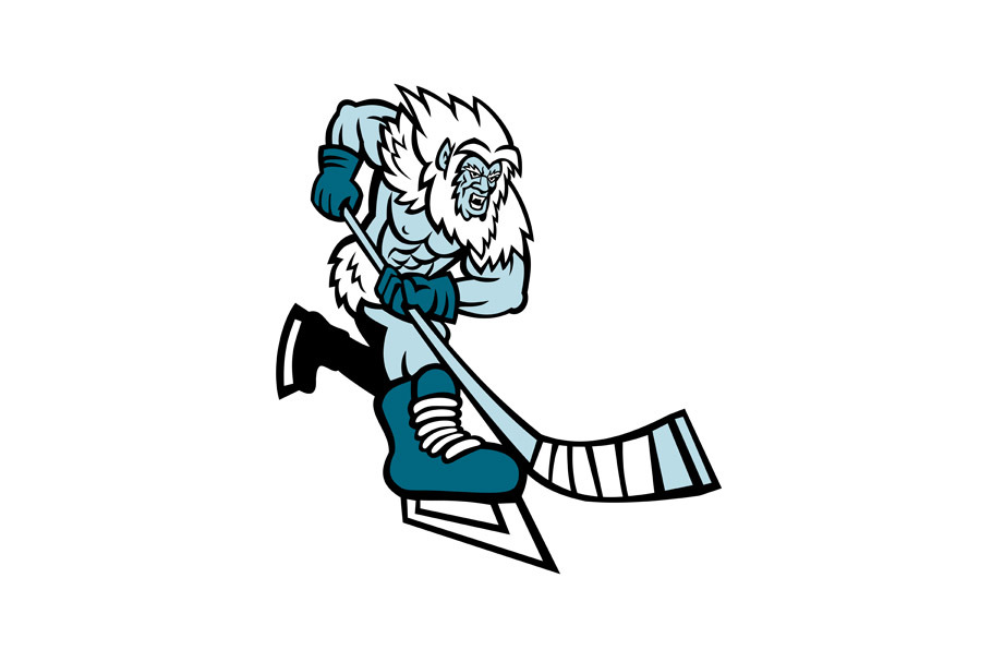 Yeti Ice Hockey Player Mascot