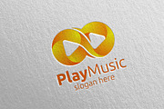 Music Logo with Infinity and Play 68