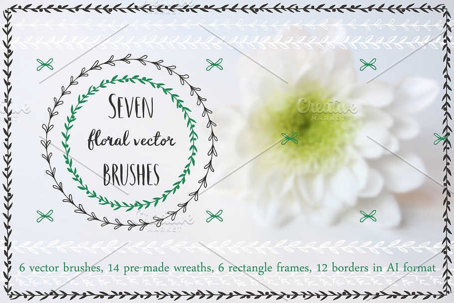 Seven floral vector brushes in Illustrations - product preview 8
