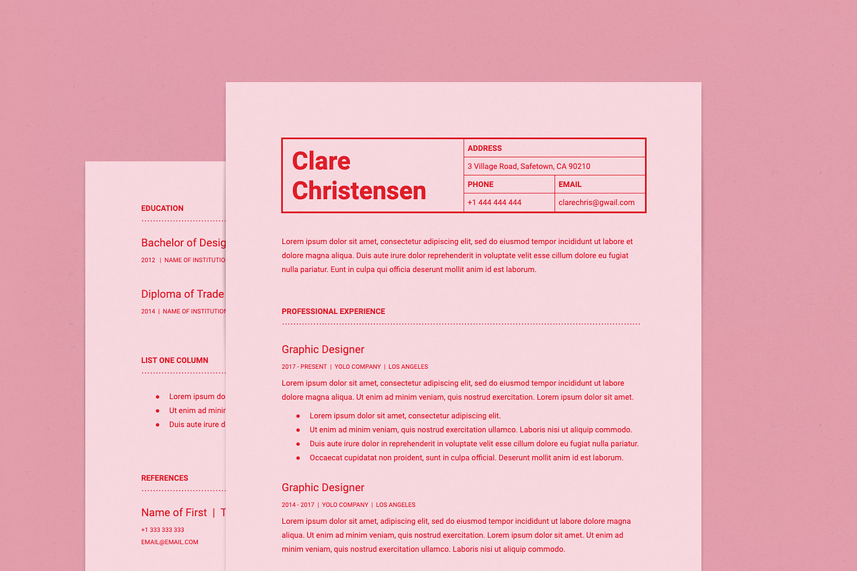 Pink Google Docs Resume Template in Resume Templates - product preview 8