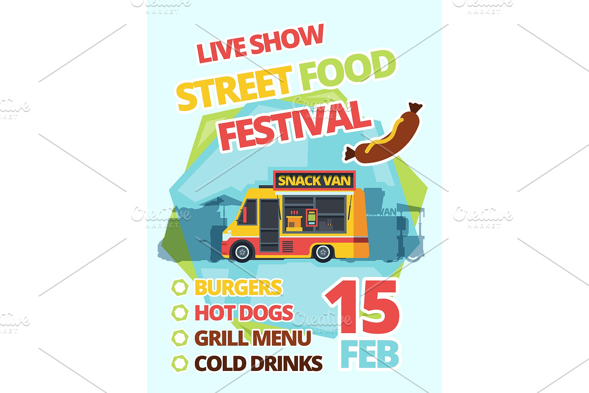 Street food festival poster flat in Illustrations - product preview 8