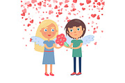 Boy Giving Bouquet to Girlfriend