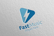 Music Logo with Fast,  Play Concept