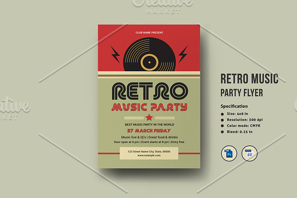 Retro Music Party Flyer V1143