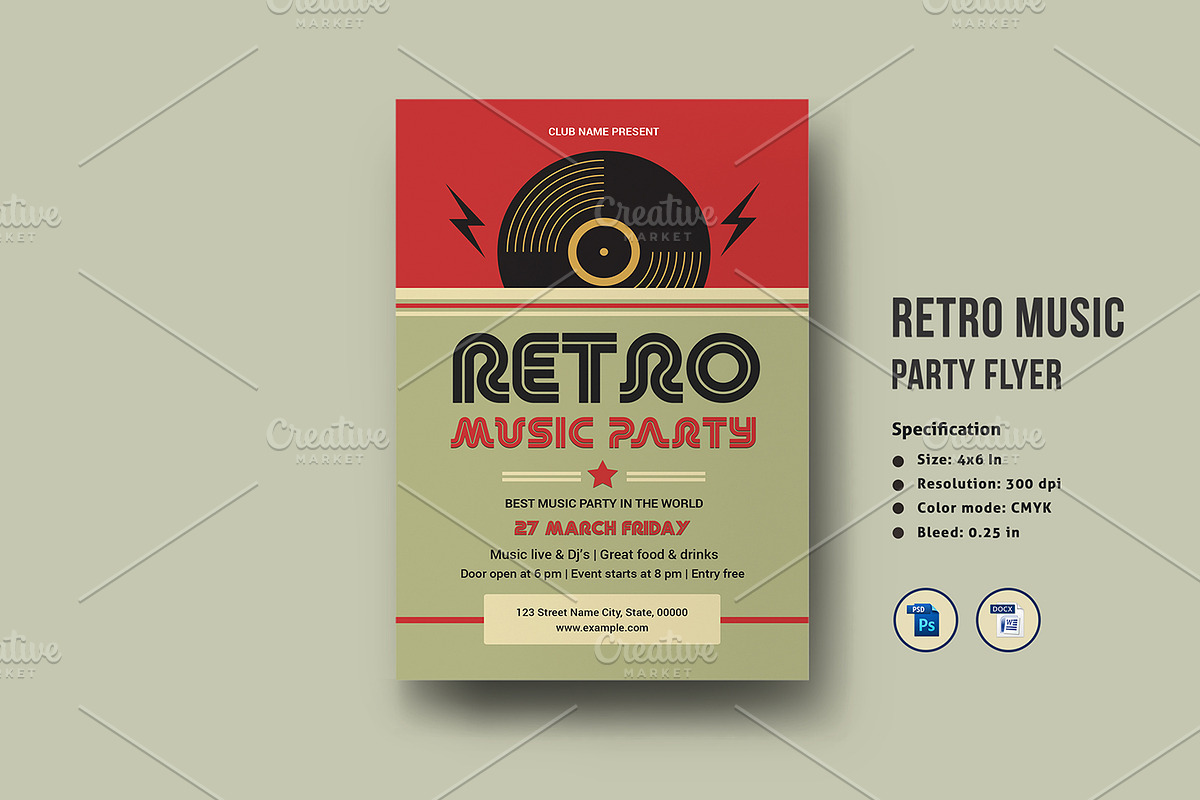 Retro Music Party Flyer V1143 in Flyer Templates - product preview 8
