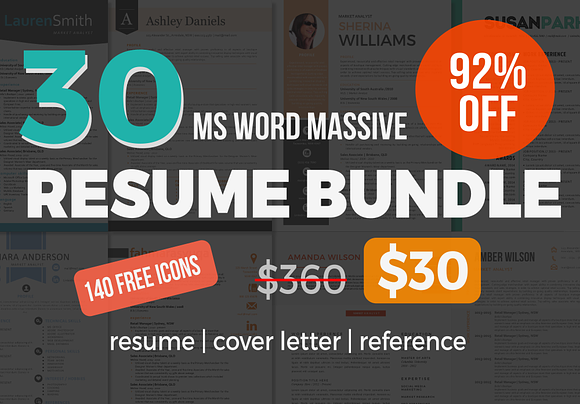 30 massive Word resume pack bundle in Resume Templates - product preview 4