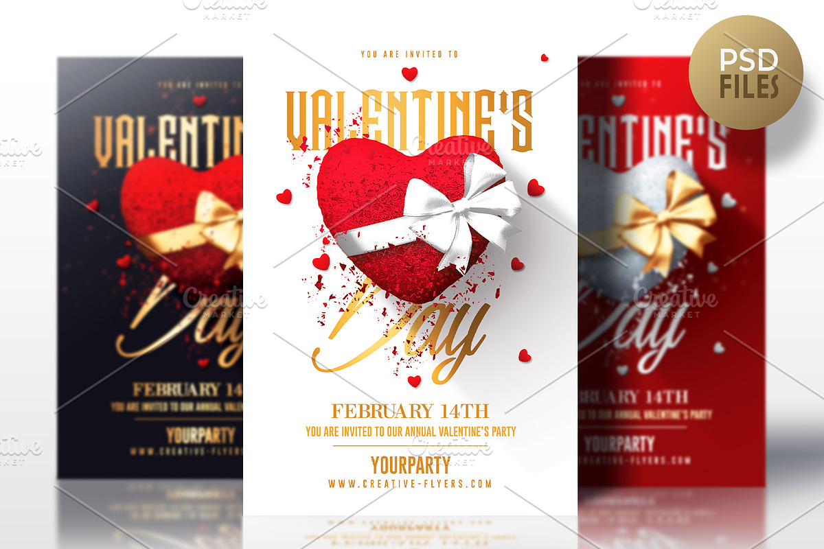 3 Valentines Day Flyers PSD in Invitation Templates - product preview 8