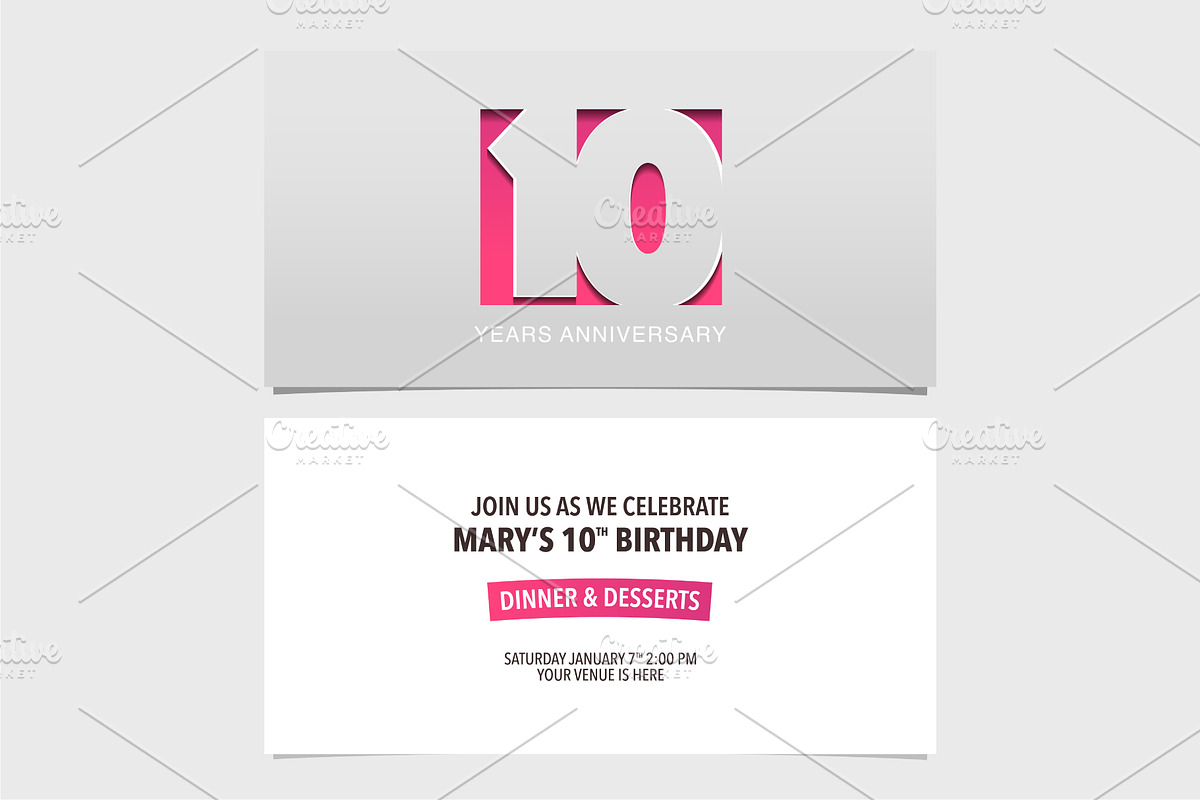 10th anniversary invitation vector in Illustrations - product preview 8