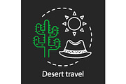 Desert travel chalk concept icon