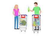 Man and Woman at Supermarket Vector