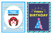 Happy Birthday Set of Cards Vector