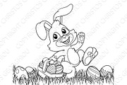 Easter Bunny Rabbit Eggs Basket