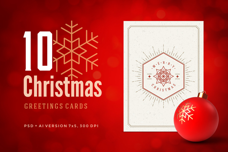 10 Christmas Greeting cards in Postcard Templates - product preview 8