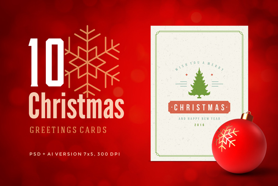 10 Christmas Greeting cards in Postcard Templates - product preview 8