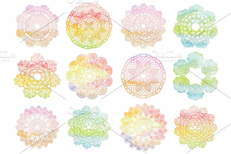 Watercolor doilies collection in Objects - product preview 8