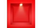 Red wall niche with spotlight