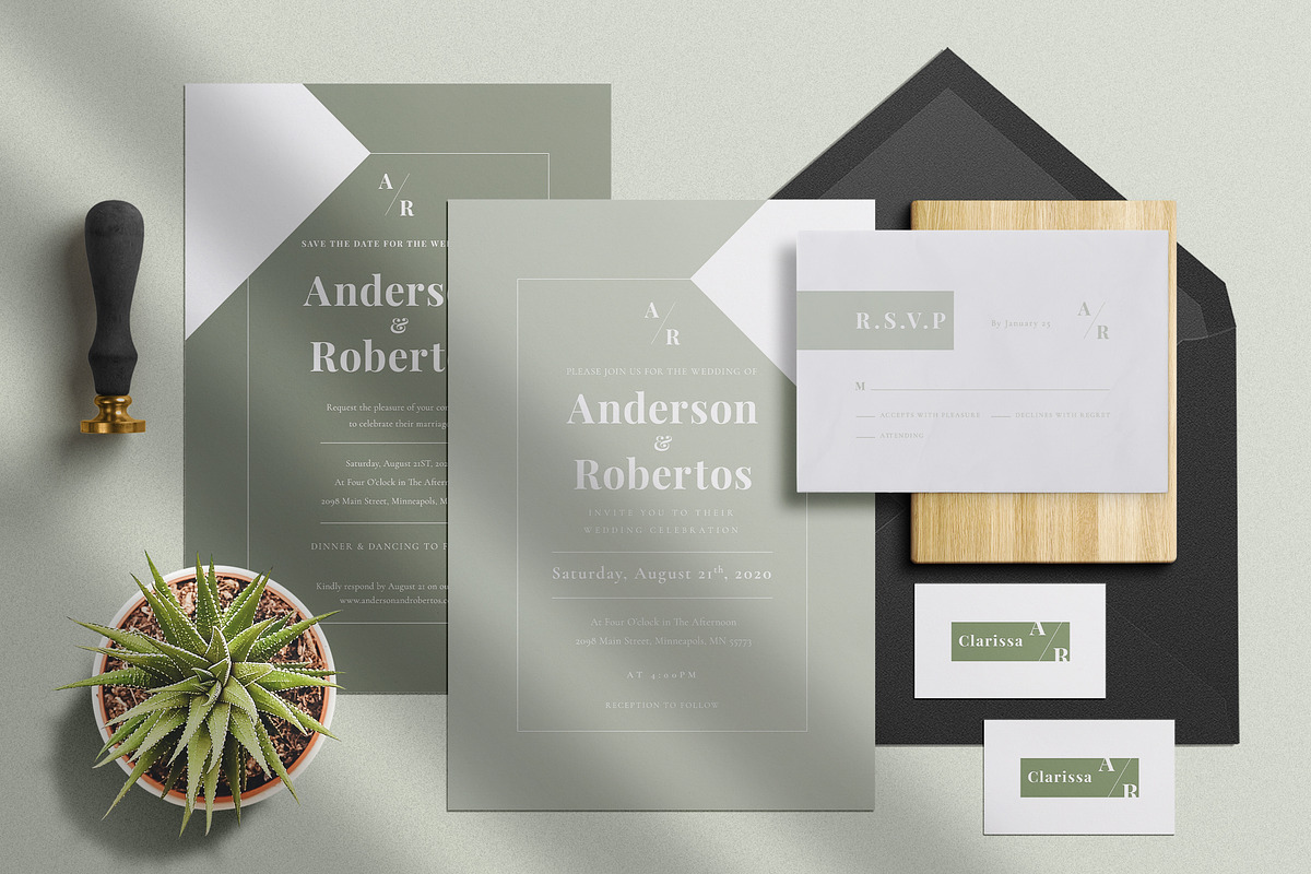 Minimal Green Wedding Suite in Wedding Templates - product preview 8