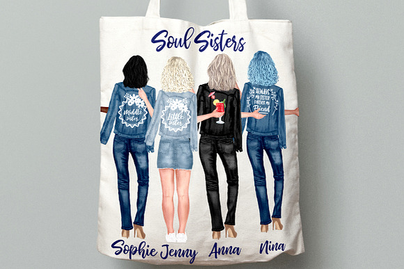 Best Friends Clipart Jeans Jackets in Illustrations - product preview 8