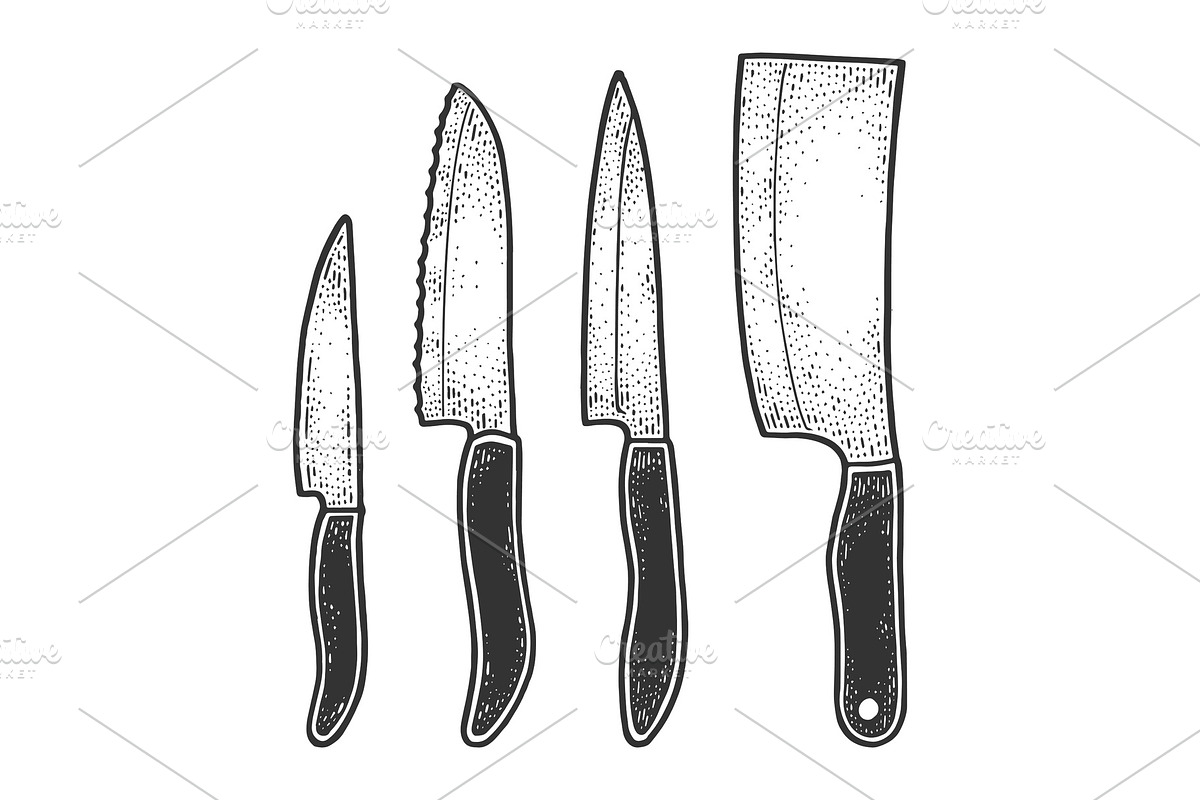 Knife set sketch vector illustration in Illustrations - product preview 8