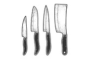 Knife set sketch vector illustration