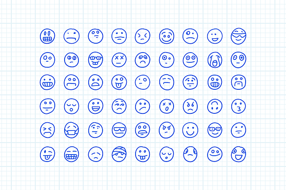 Freehand Drawn Emoji Smiles Set #1 in Web Elements - product preview 1