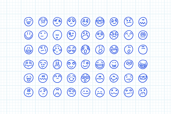 Freehand Drawn Emoji Smiles Set #1 in Web Elements - product preview 2