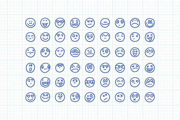 Freehand Drawn Emoji Smiles Set #1 in Web Elements - product preview 3