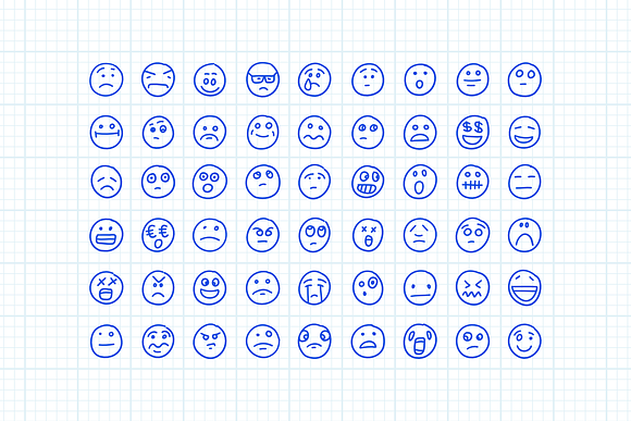 Freehand Drawn Emoji Smiles Set #1 in Web Elements - product preview 4