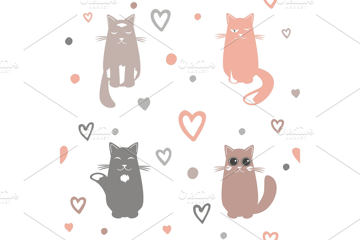 Valentine Day background with cats in Illustrations - product preview 8