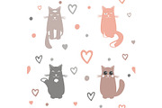 Valentine Day background with cats