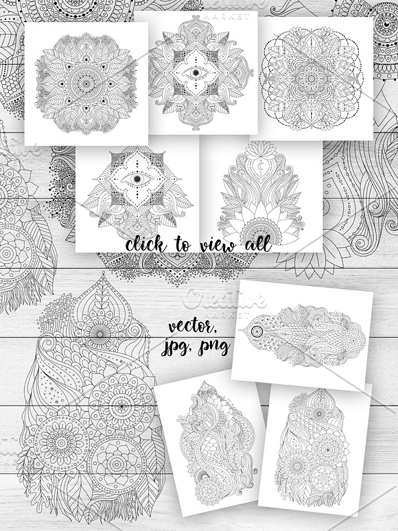 Boho black&white mini set in Patterns - product preview 2